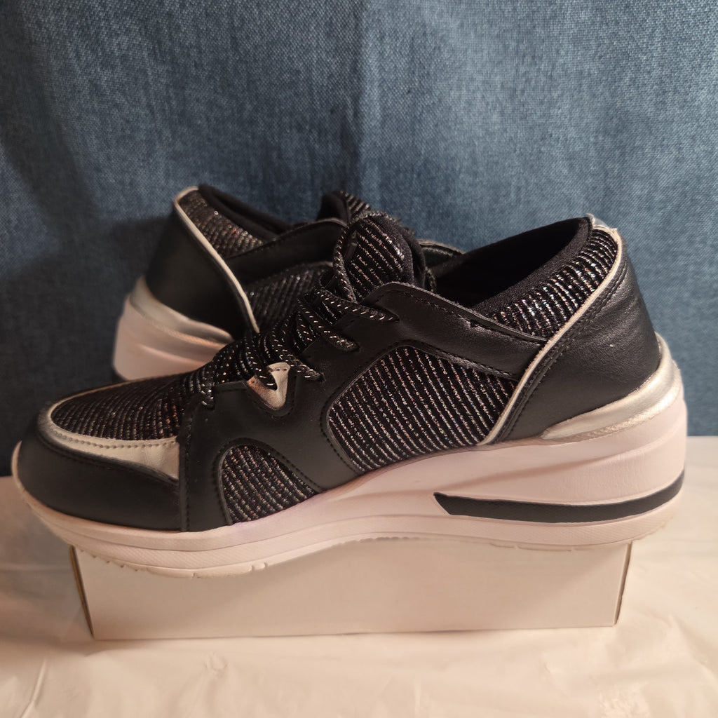 Ecko Red Black Glitter Sneakers 8.5 Georgina Shimmer Low Top Athletic Shoes