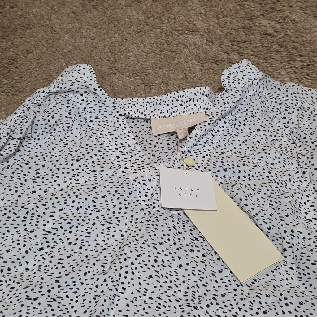 Grand & Greene Blouse Womens XL Speckled Print V-Neck Long Sleeve NWT Shirt