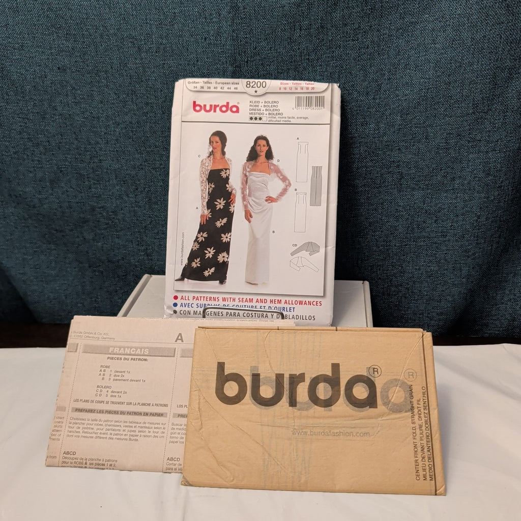 BURDA 8200 Misses Strapless Evening Gown Pattern | Wedding Dress Sz 8-20 UNCUT
