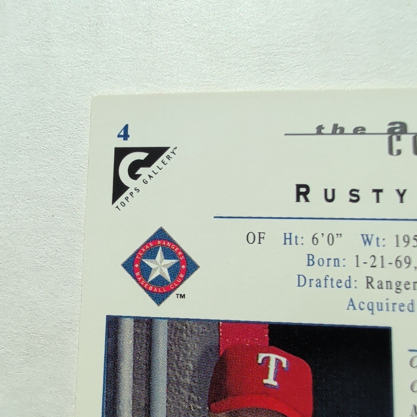 2000 Topps Gallery Rusty Greer #4 Texas Rangers Canvas Texture Baseball Card