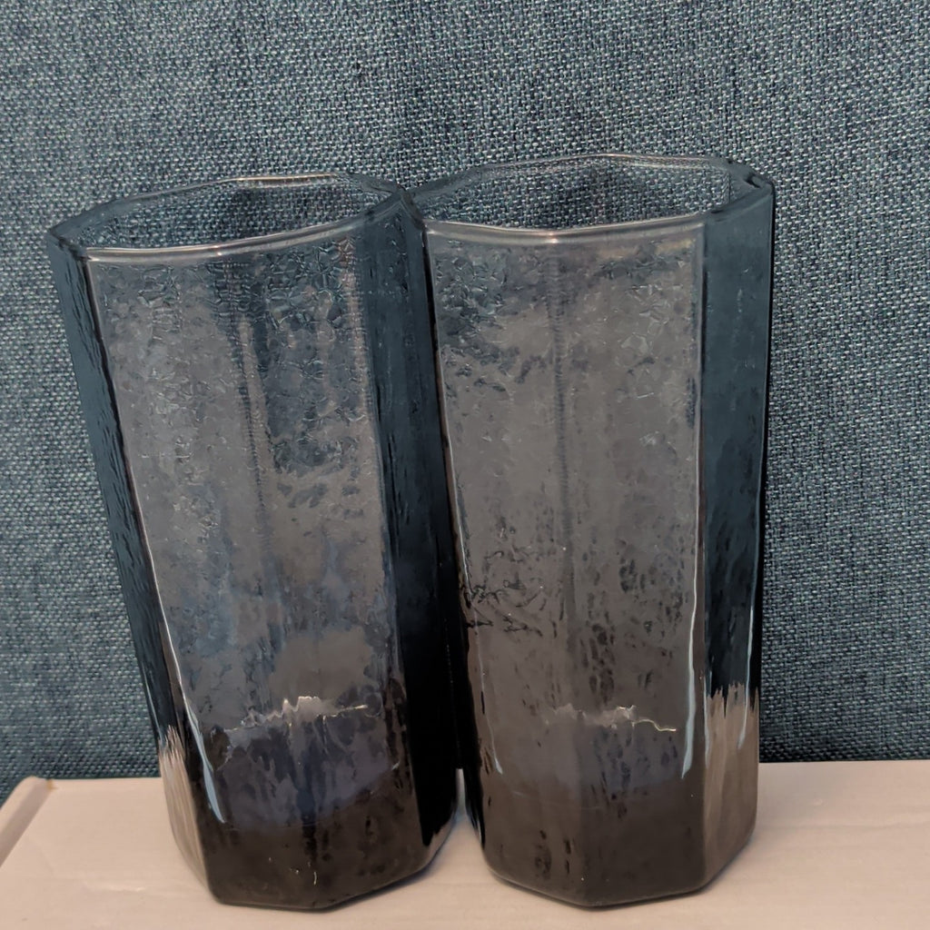 Set of 4 Libbey FACETS Cobalt Blue Glasses | 8-Panel Octagon Highball Tumblers