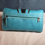 Turquoise Western Buckle Floral Trifold Crossbody Wallet NWT