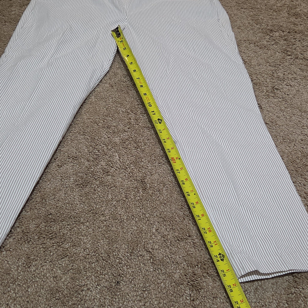 Jones New York Pants Womens 12 Tan White Stripe Pull On Crop Trouser Cotton Good