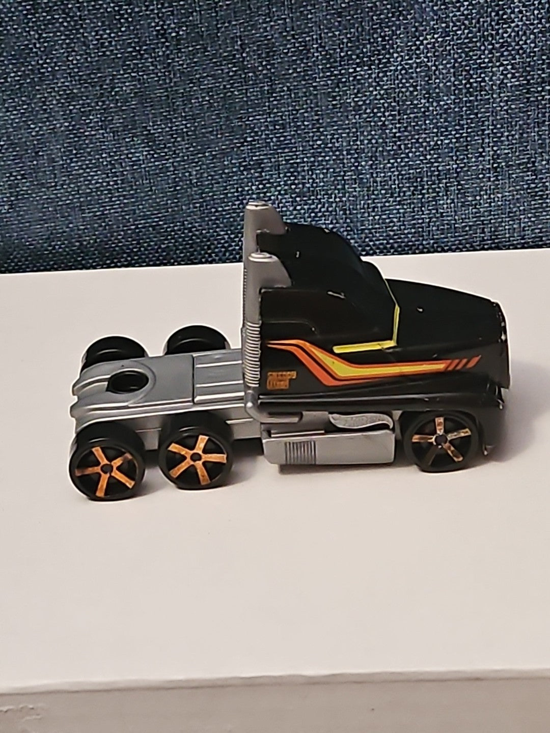 Hot Wheels Semi Truck Cab | Track Stars Black & Orange Racing Hauler