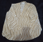 Michael Kors Blouse Gold Chain Link Print Wrap V-Neck Stretch Top L Gently Used