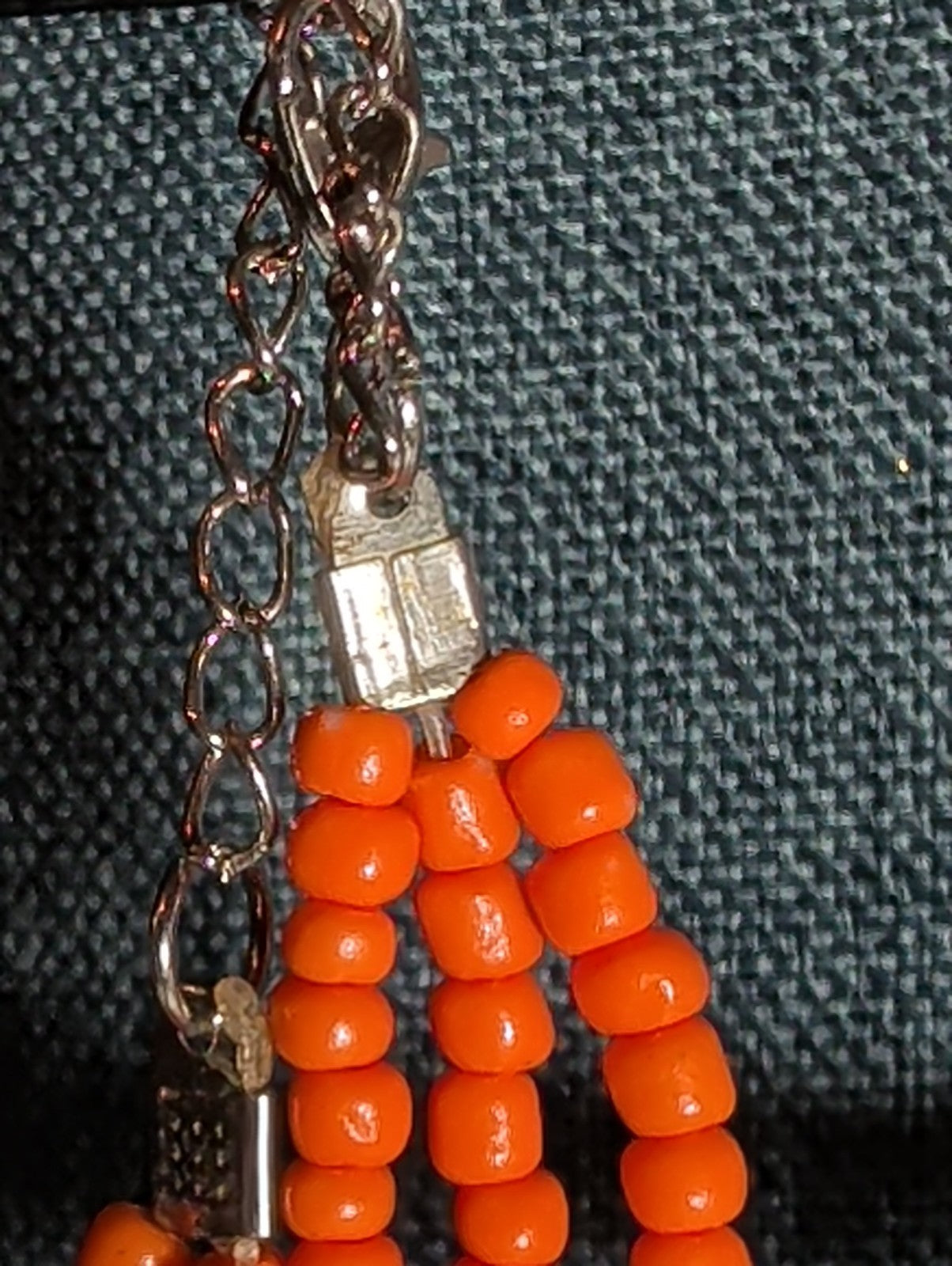 Multi Strand Orange Shell Bead Necklace 23" Boho Beach