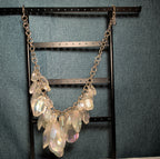 Traci Lynn Iridescent Statement Bib Necklace Earring Set Vintage Style