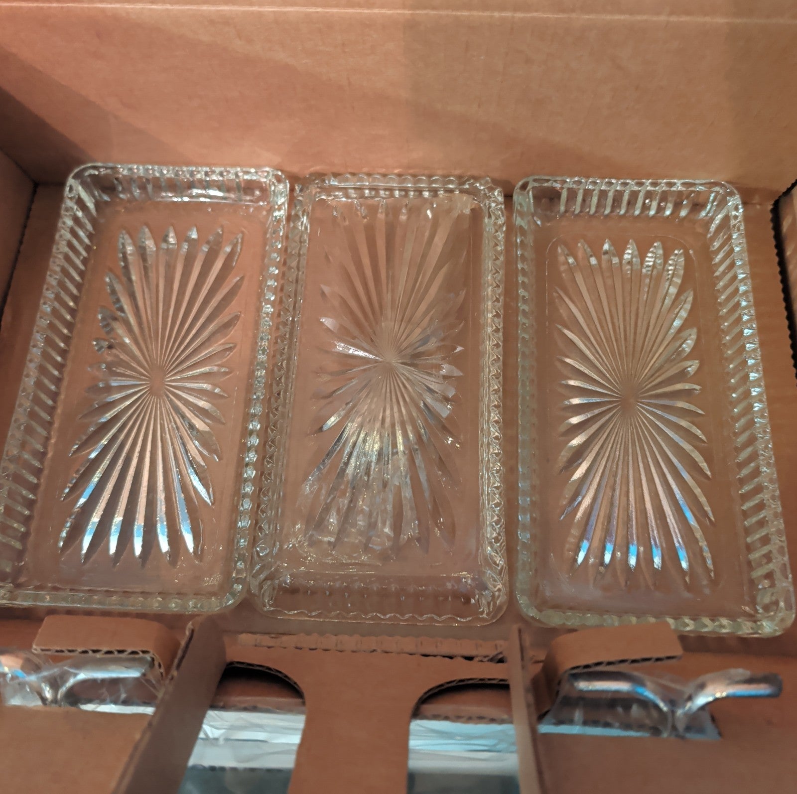 Leonard Silverplate 3 Tier Relish Tray Glass Insert Vintage New Open Box