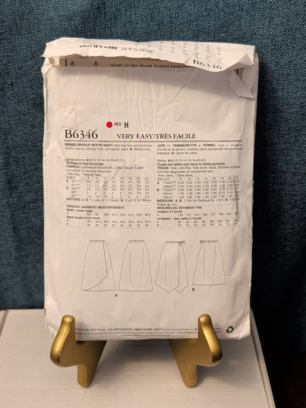 UNCUT Butterick B6346 Skirt Pattern | Asymmetrical Elastic Waist | Size 8-22 |