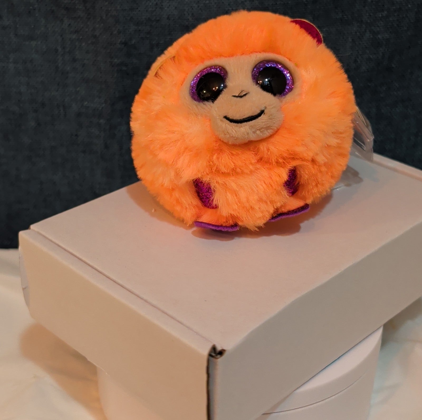 Ty Puffies Coconut The Monkey Plush Toy Orange 3" Glitter Eyes 2021 MWMT