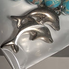 Dolphin Charm Blue Imperial Jasper 8mm Stretch Bracelet Boho NIB
