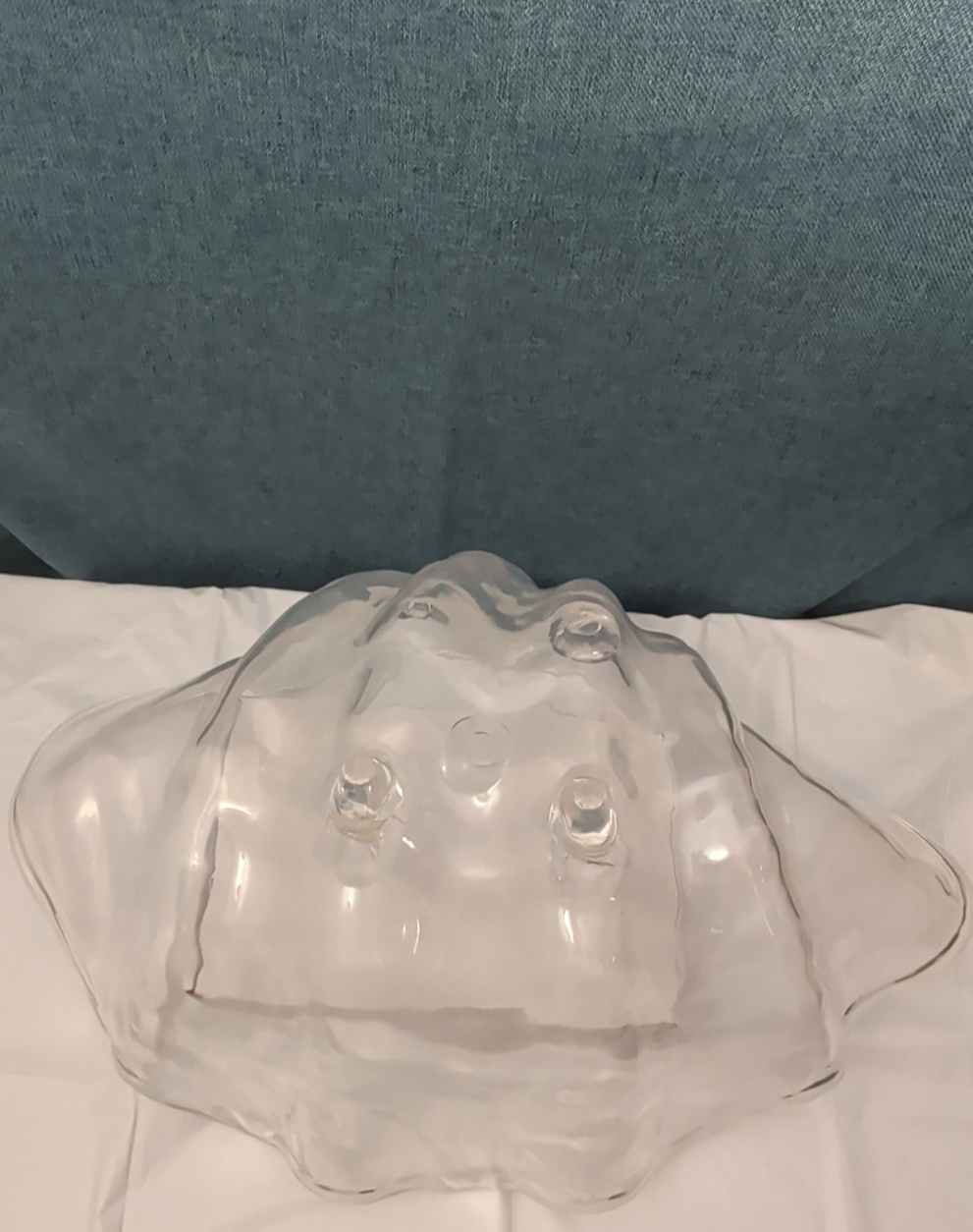 Large Acrylic Clam Shell Serving Bowl 18" Wavy Scalloped Beach House Centerpiece
