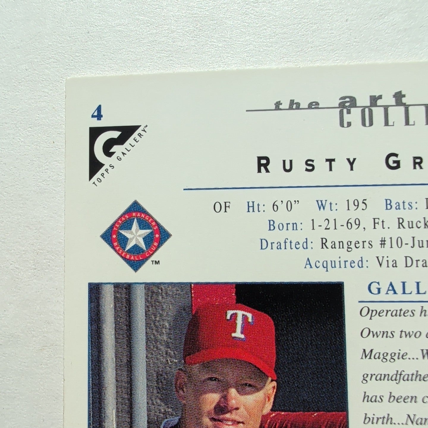 2000 Topps Gallery Rusty Greer #4 Texas Rangers Canvas Texture Baseball Card
