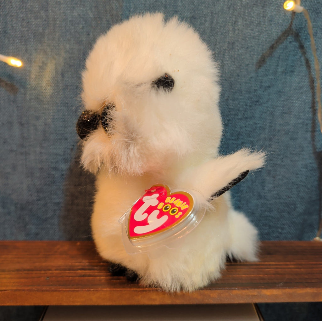 TY Beanie Boos Austin White Owl 6" Plush Gold Eyes Kawaii MWMTs