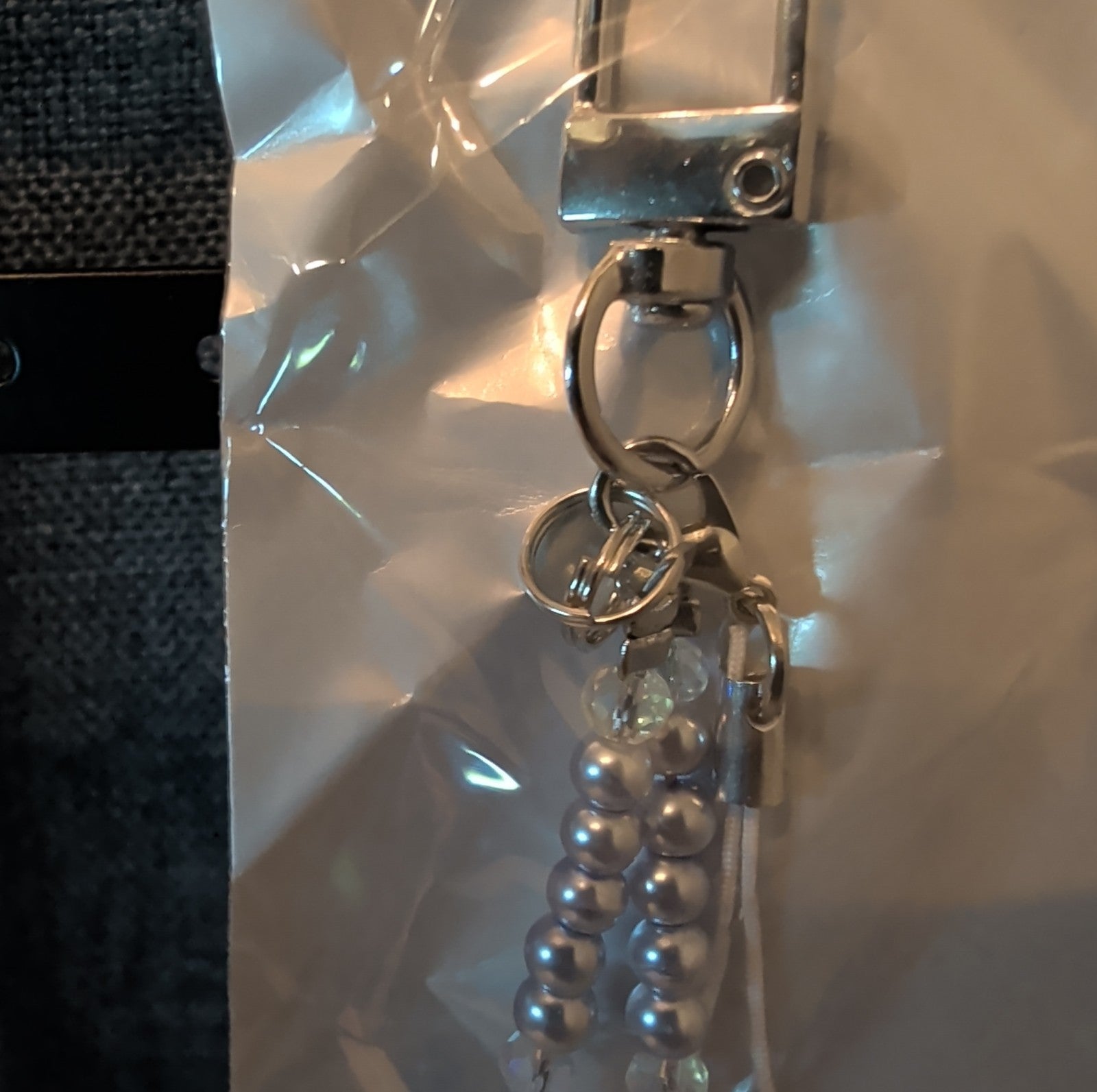 Adorn Beaded Phone Strap Charm Pearl Glass Crystal Y2K Keychain New Card