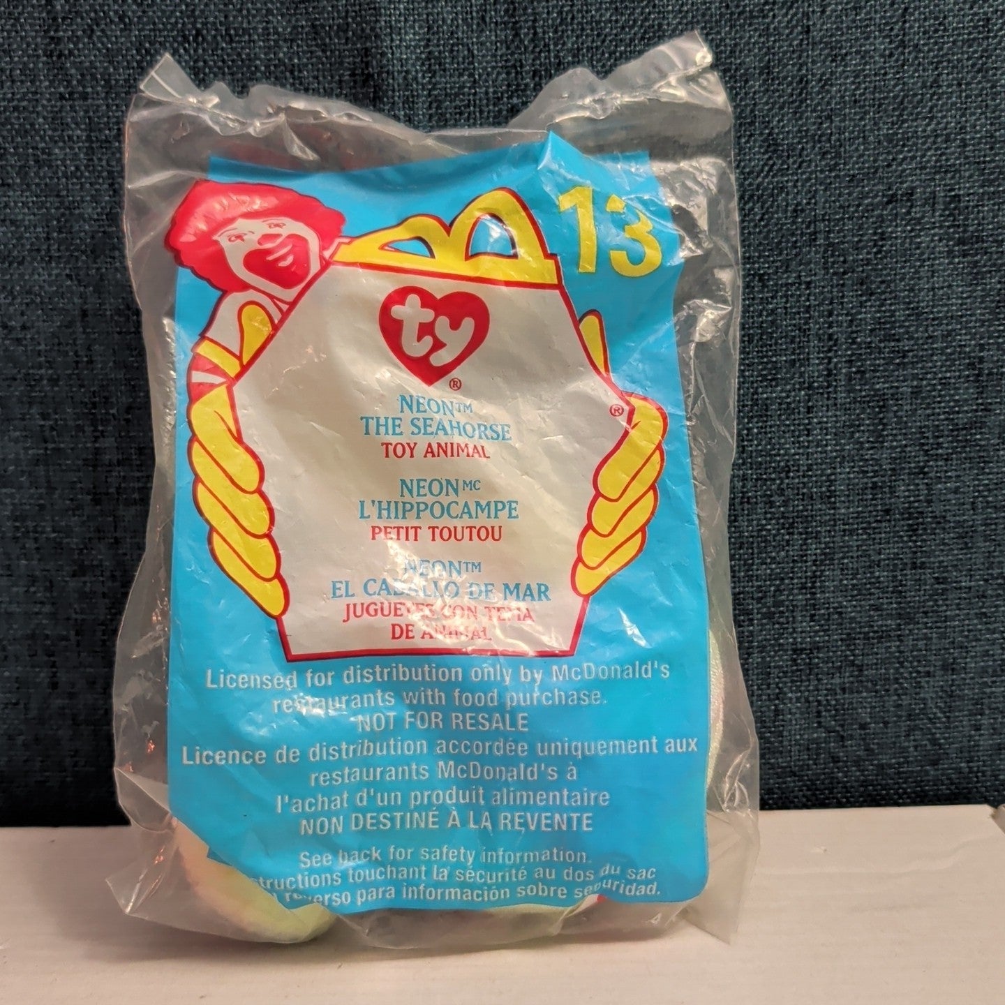 Ty Teenie Beanie Baby Neon Seahorse #13 McDonald’s 2000 Sealed New Toy Retired