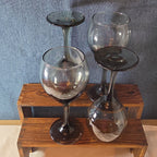 Greenbrier Set 4 Smokey Grey Gray Wine Glasses 12oz