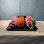 Assorted Yarn Set 9oz Mixed Rainbow Retro Stripe Orange Pink Purple 3 Skeins