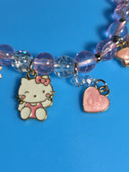 Kawaii Kitty Pink Beaded Stretch Charm Bracelet Y2K