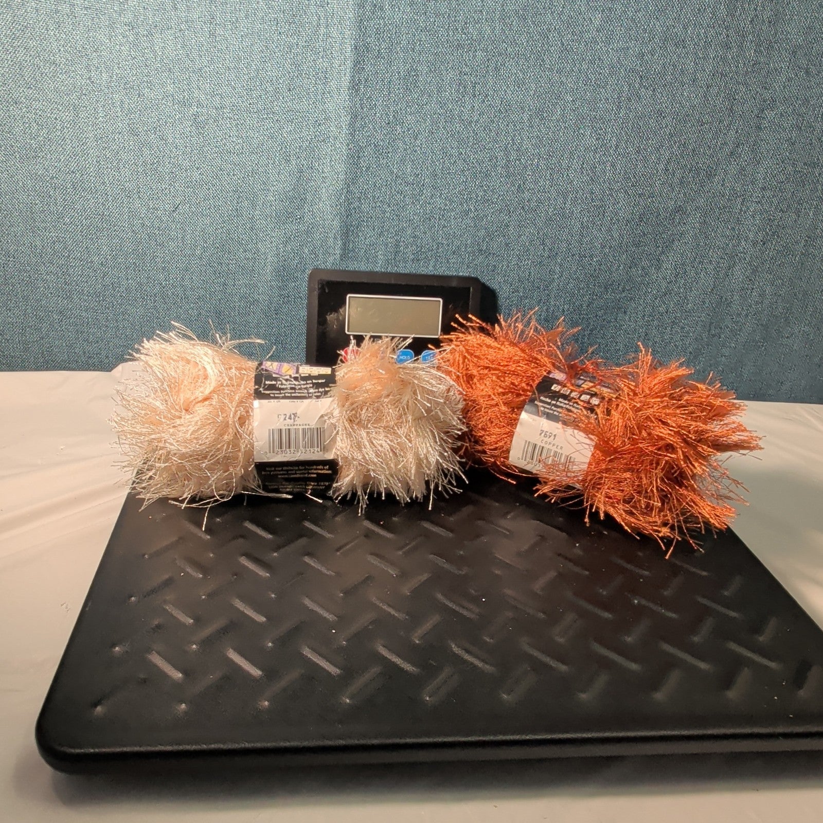Lion Brand Fun Fur Yarn Copper & Champagne Eyelash Lot 2 Skeins 64yds Y2K NEW