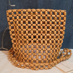 Faithfull The Brand Beaded Clutch Wood Boho Summer Bag NWT FFA056