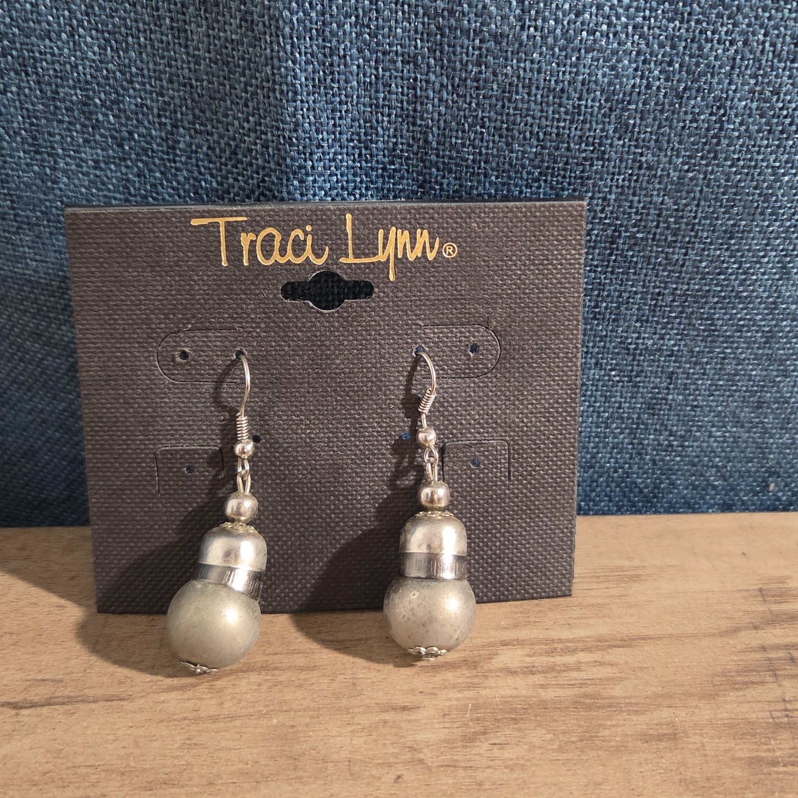 Traci Lynn Parachute Drop Earrings Silver Tone Brushed Dangle