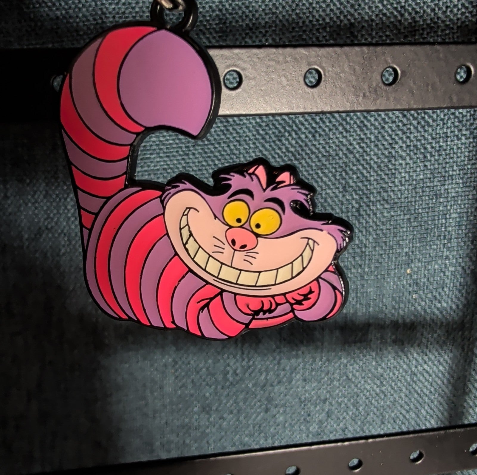 Cheshire Cat Necklace Pink Enamel Silver Tone Pop Culture