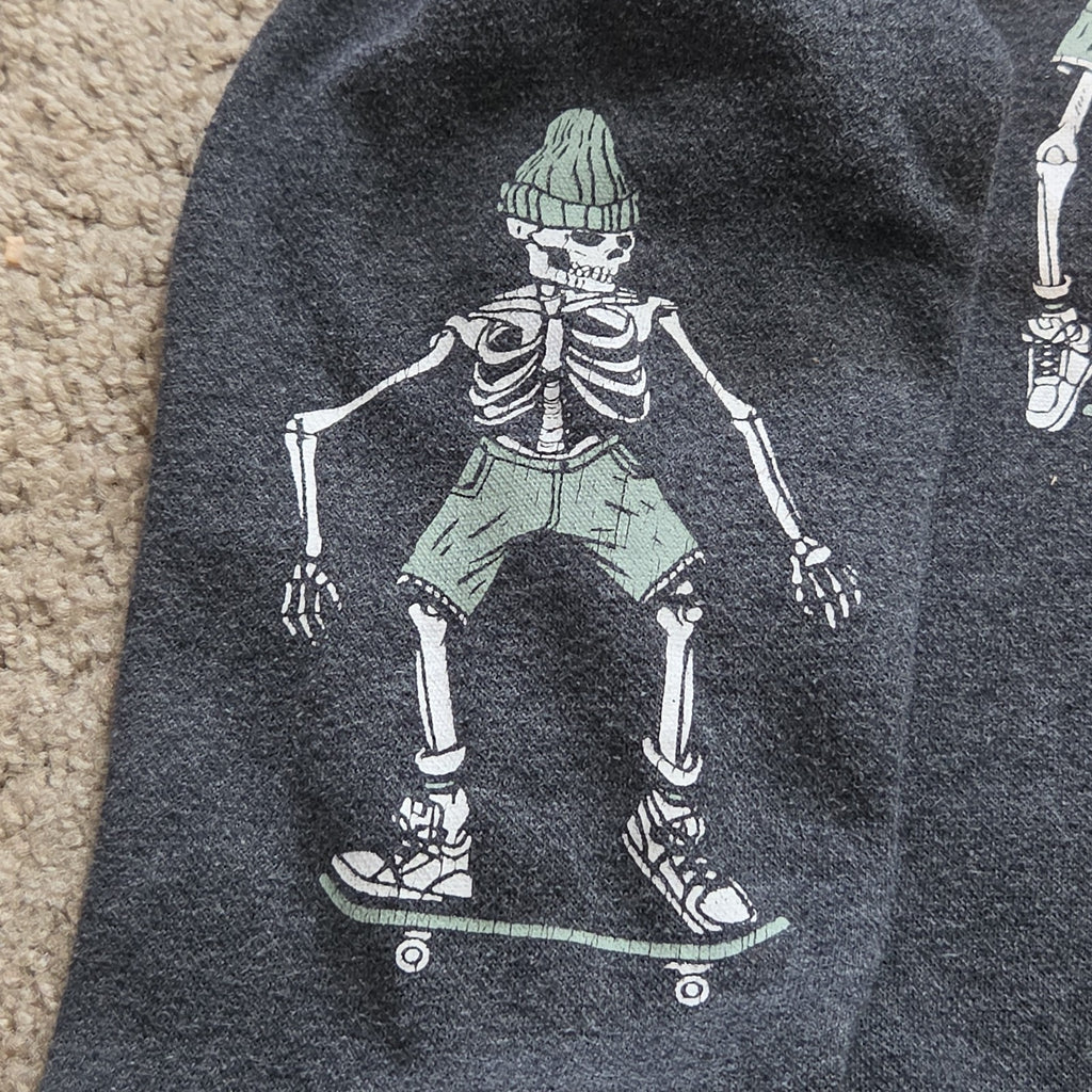 Old Navy Skateboard Skeleton Sweatshirt Boys L Grey Fleece Crewneck Preowned