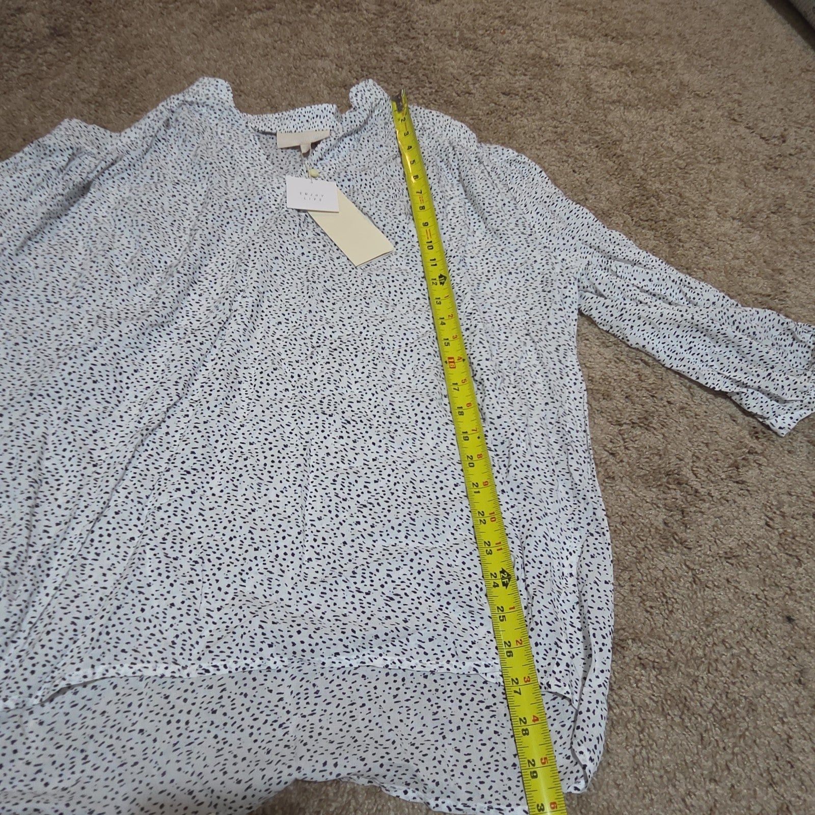 Grand & Greene Blouse Womens XL Speckled Print V-Neck Long Sleeve NWT Shirt