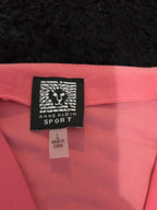 Anne Klein Sport Blouse Coral Lion Logo V-Neck Jersey Career Top Gently Used L