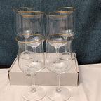 LENOX Crystal INTRIGUE Wine Glasses Gold Trim Fluted Rim Vintage 80s | Set of 6