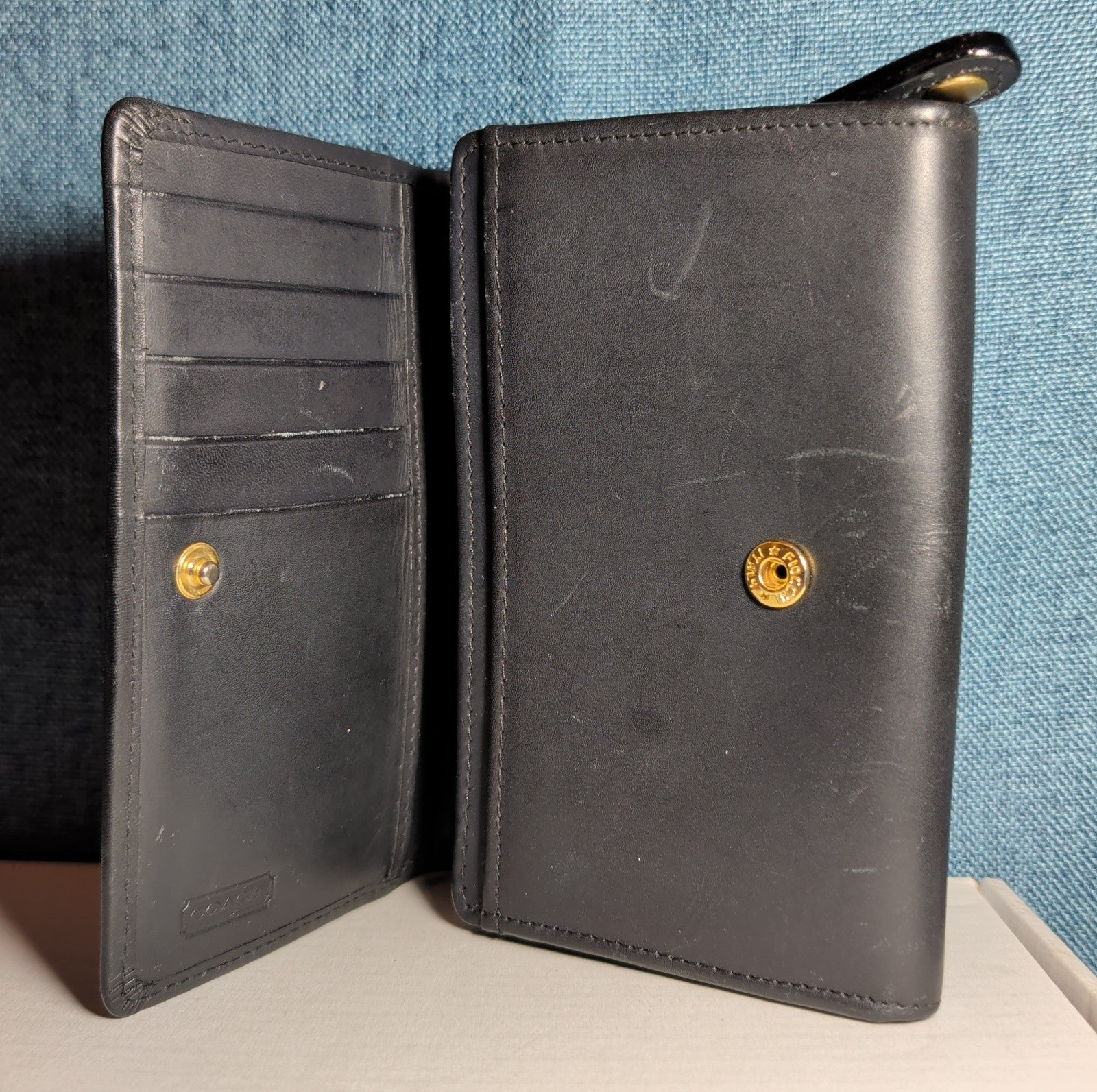Coach Bedford Bifold Black Leather Wallet Y2K Vintage