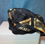 I Love Jesus Bible Black Satin Hair Bonnet Sleep Cap OS