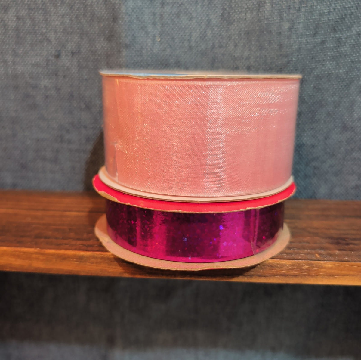 Offray Ribbon Lot 2 Pink Organdy Metallic Magenta Craft Destash