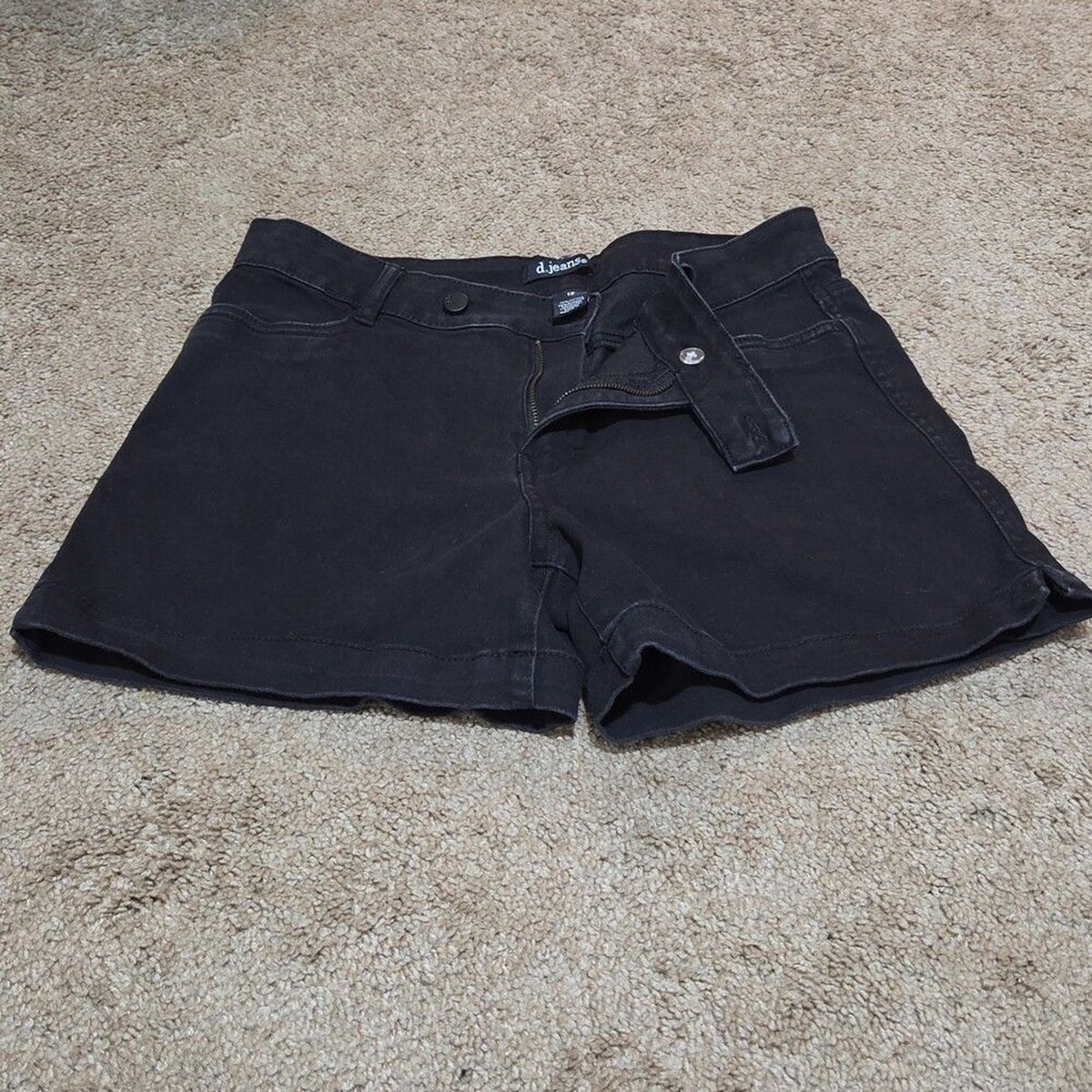 d.jeans High Waist Shorts Black Repreve Stretch Denim Modern Preowned Size 12