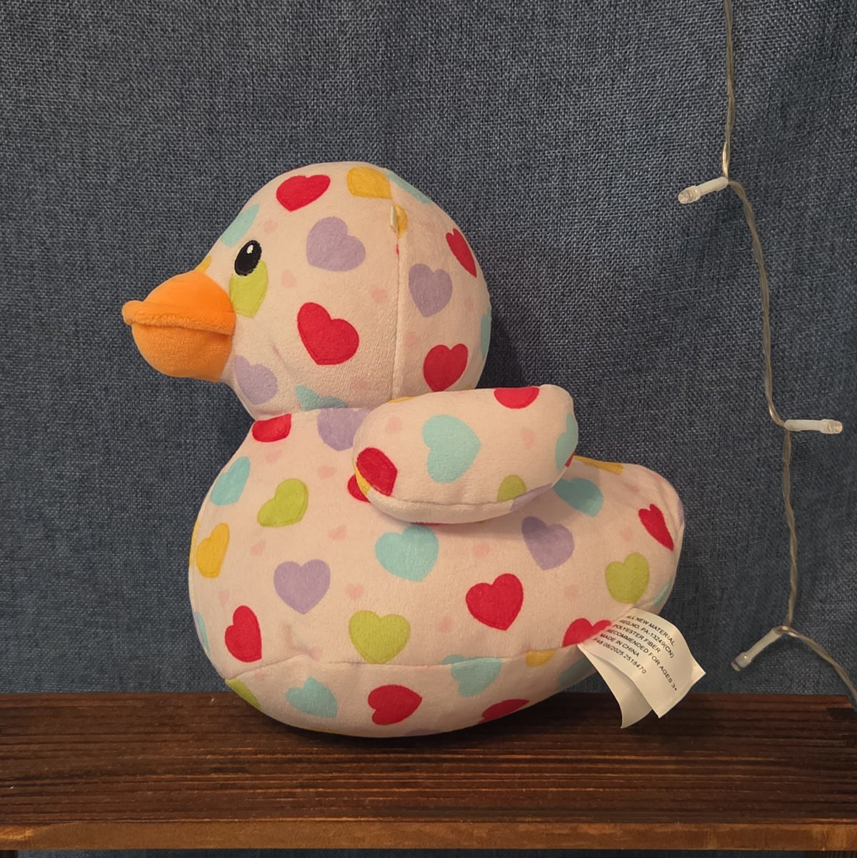 Way To Celebrate Duck Plush Heart Print Pastel Kawaii