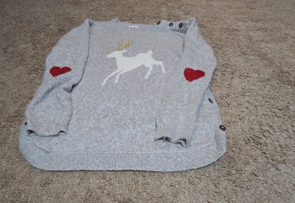 Hatley Girls Reindeer Knit Dress Size 10 Holiday Winter Sparkly Grey