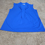 Dana Buchman Draped Neck Blue Sleeveless Top Blouse Gently Used Large
