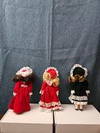 Set of 3 Vintage Porcelain Dolls | Red & Green Velvet | Christmas Carolers