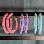 2" Sparkle Glitter Hoop Earrings 3 Pair Set Y2K