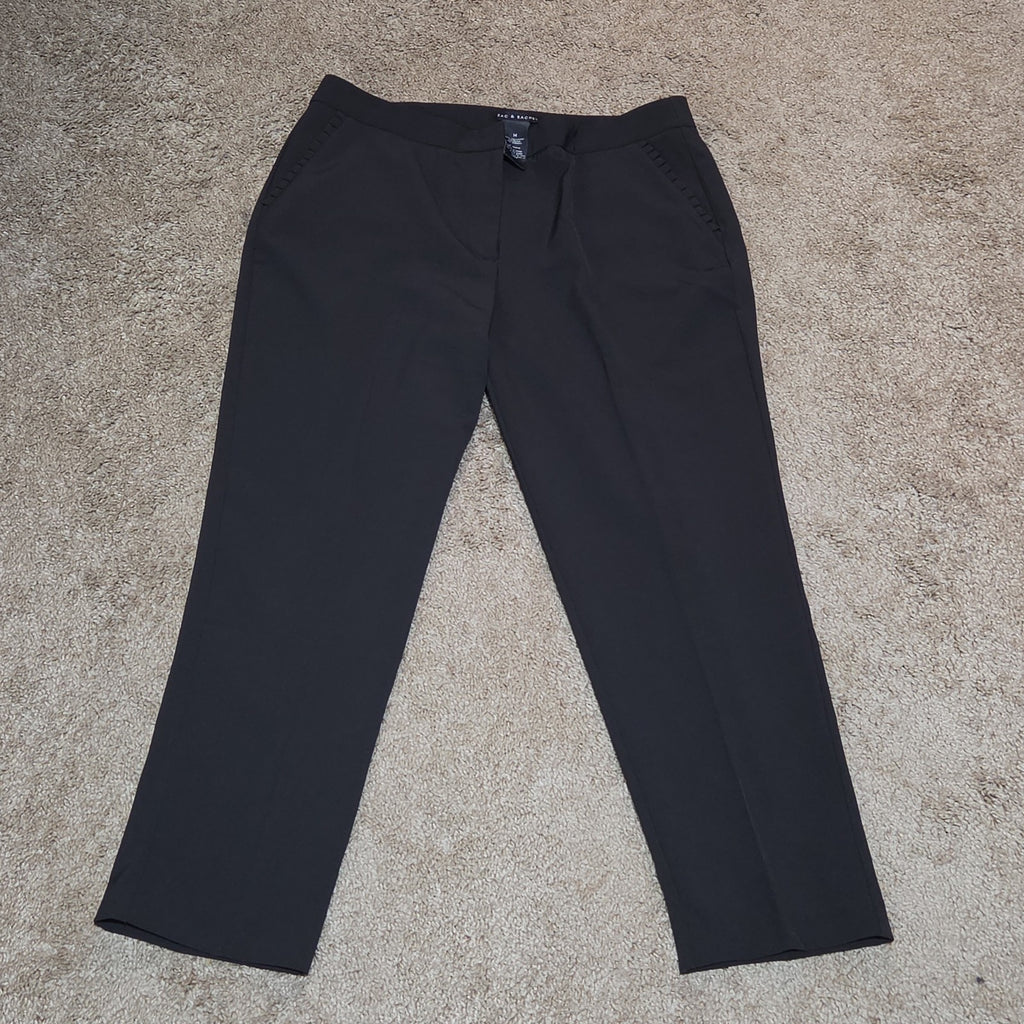 Zac & Rachel Black Dress Pants 14 Pleated Pocket Stretch Career NWOT