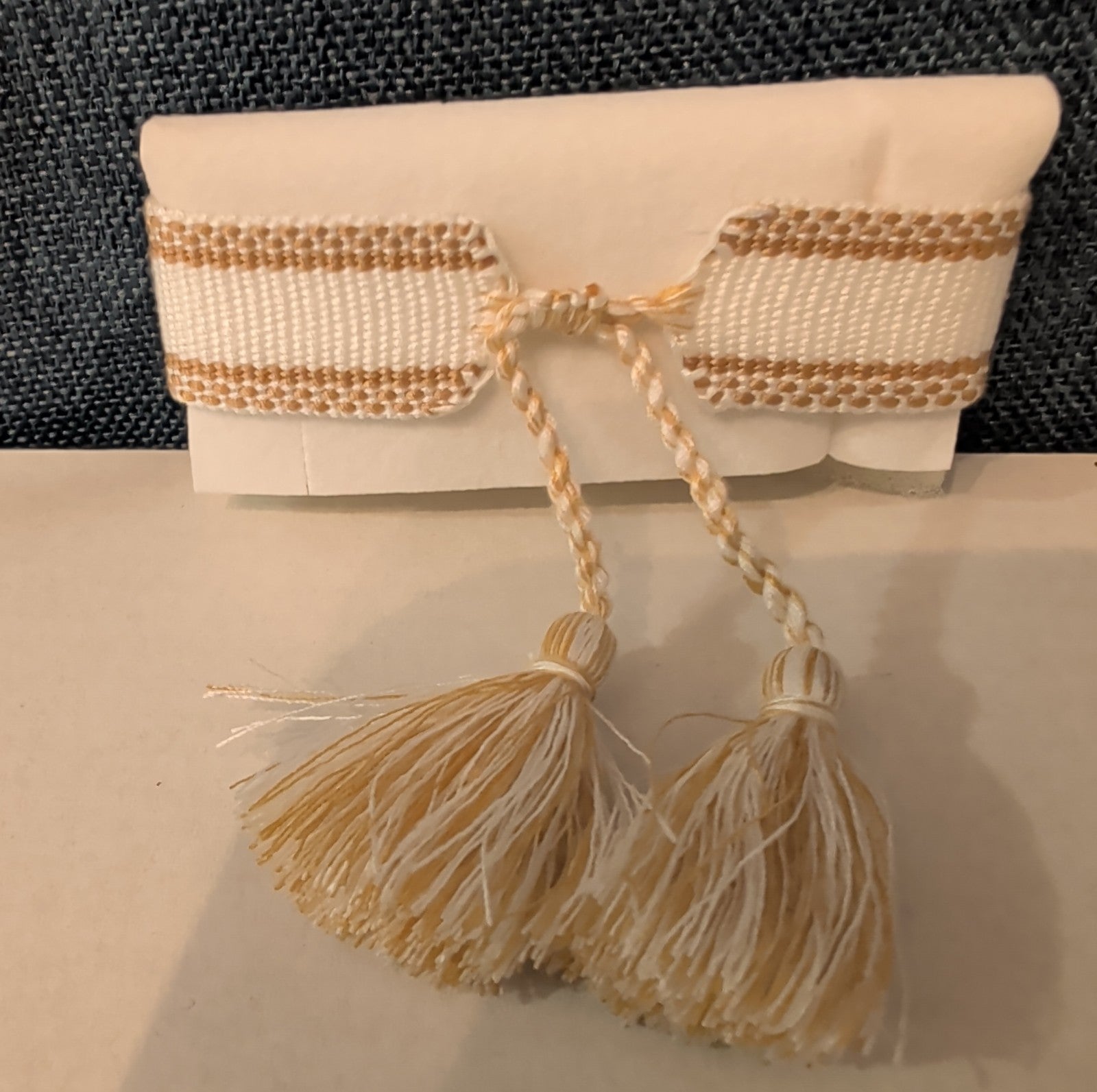 Coresky J'Adore Embroidered Woven Tassel Bracelet Gold Boho NIB