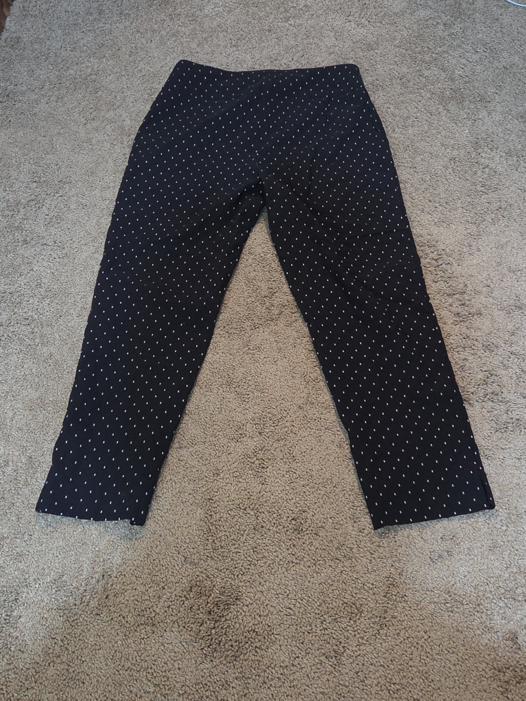 Zac & Rachel Pants 12 Black White Polka Dot Pull On Stretch