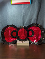 Set of 6 Giant Red Bow Foil Balloons | 34" Red & Black