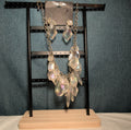 Traci Lynn Iridescent Statement Bib Necklace Earring Set Vintage Style