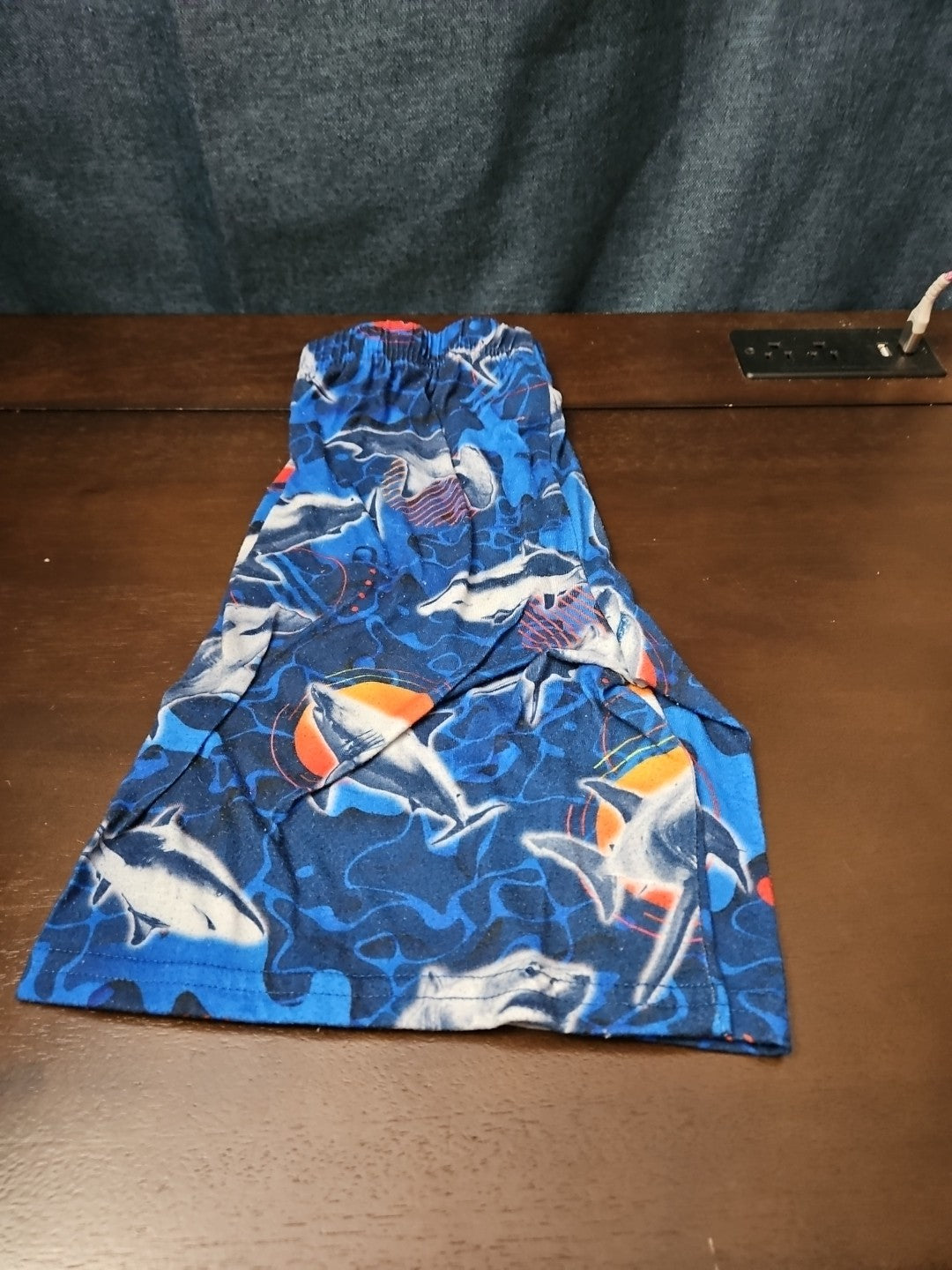 The Children's Place Boys Shark Sleep Shorts Size 7/8 Medium Blue Ocean Pajamas