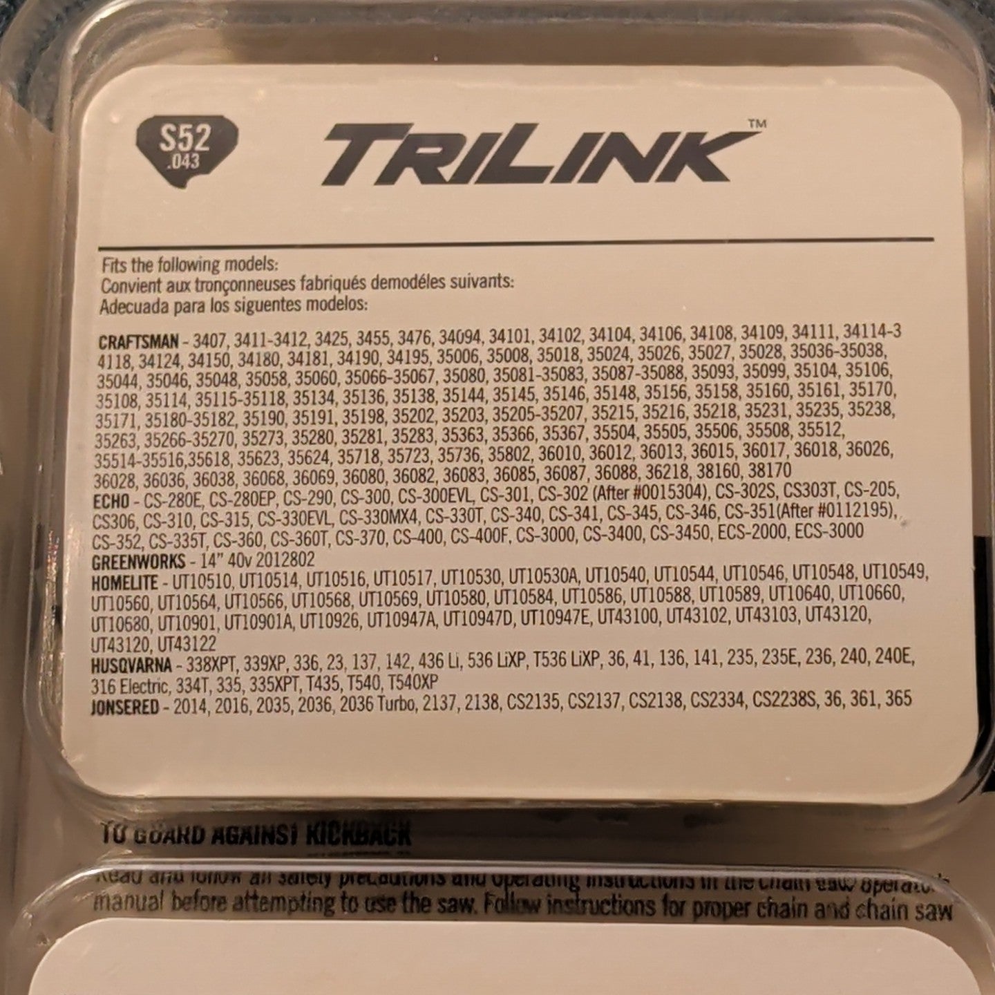 TriLink 14 Inch Chainsaw Chain 2 Pack S52 .043 52 Drive Links Husqvarna Poulan