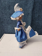 Vintage Brussels Souvenir Doll | 6" Belgium Blue Dress | "Bruxelles" Lace Apron