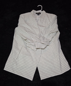 Rachel Zoe Open Front Blazer Women's S White Black Check 3/4 Sleeve Ruche Size L