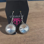 Paparazzi Rhinestone Drop Earrings Silver Sunburst Reverse Vintage